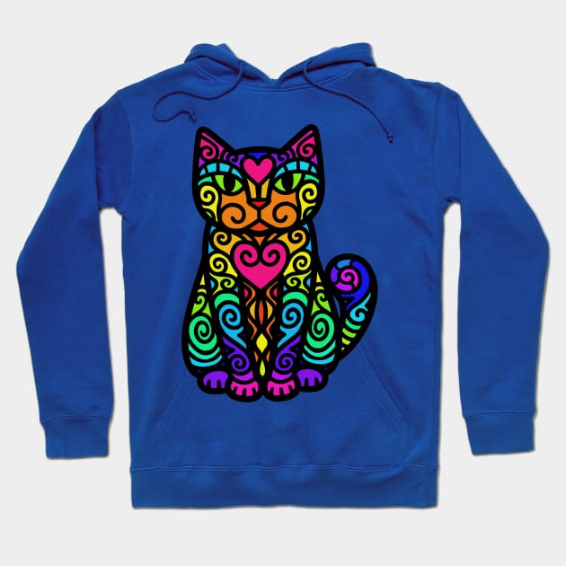 Rainbow Doodley DoodleCat Hoodie by Doodlecats 